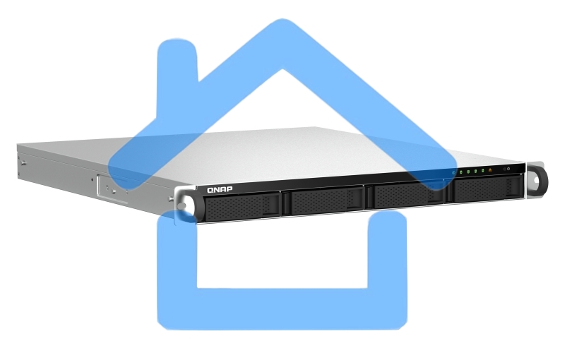Сетевое хранилище SMB QNAP TS-464U-8G NAS 4 HDD trays, rackmount 1U, 1 PSU. 4-core Intel Celeron N5105/N5095 2.0-2.9 GHz, 8 Gb RAM MAX, 2x2.5GbE, 2xUSB 3.2 Gen 2 (10Gbps), 2xUSB 2.0, 1xHDMI, PCIe Gen 3 x2, W/o rail kit RAIL-B02