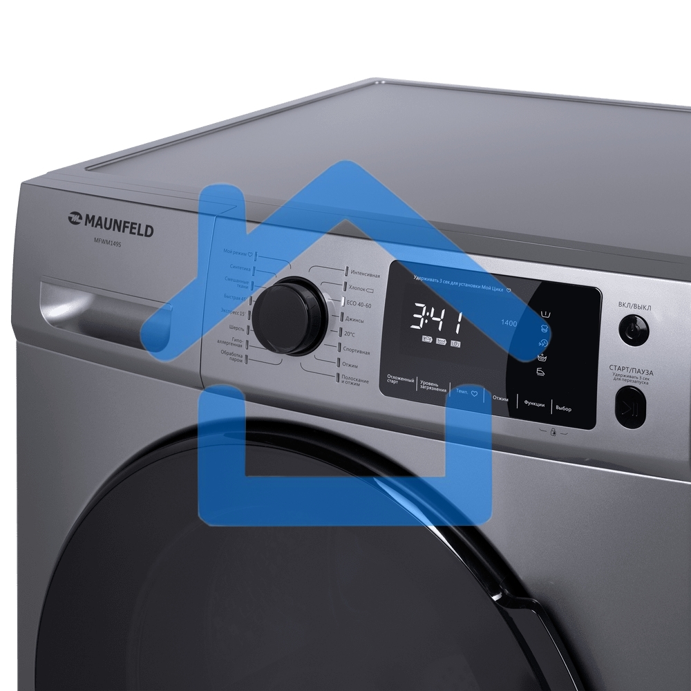 Стиральная машина Maunfeld MFWM149S серебристый, загрузка фронтальная 9 кг, 1400 об/мин., класс: А+++
