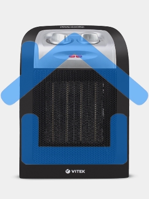 Тепловентилятор Vitek VT-2067 черный/серебристый, 1800 Вт, 15 м2, термостат