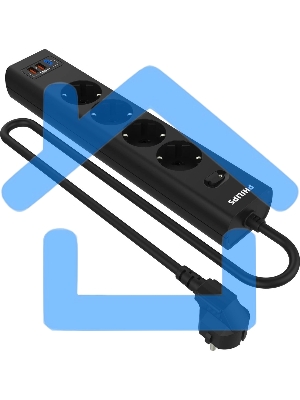 Сетевой фильтр Philips CHP8246BB/51, 3м, 4 розетки, черный