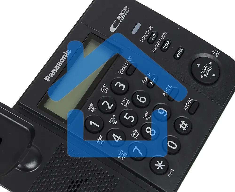 Телефон проводной Panasonic KX-TS2356RUB черный АОН,Caller ID,ЖКД,блокировка набора,выключение микрофона