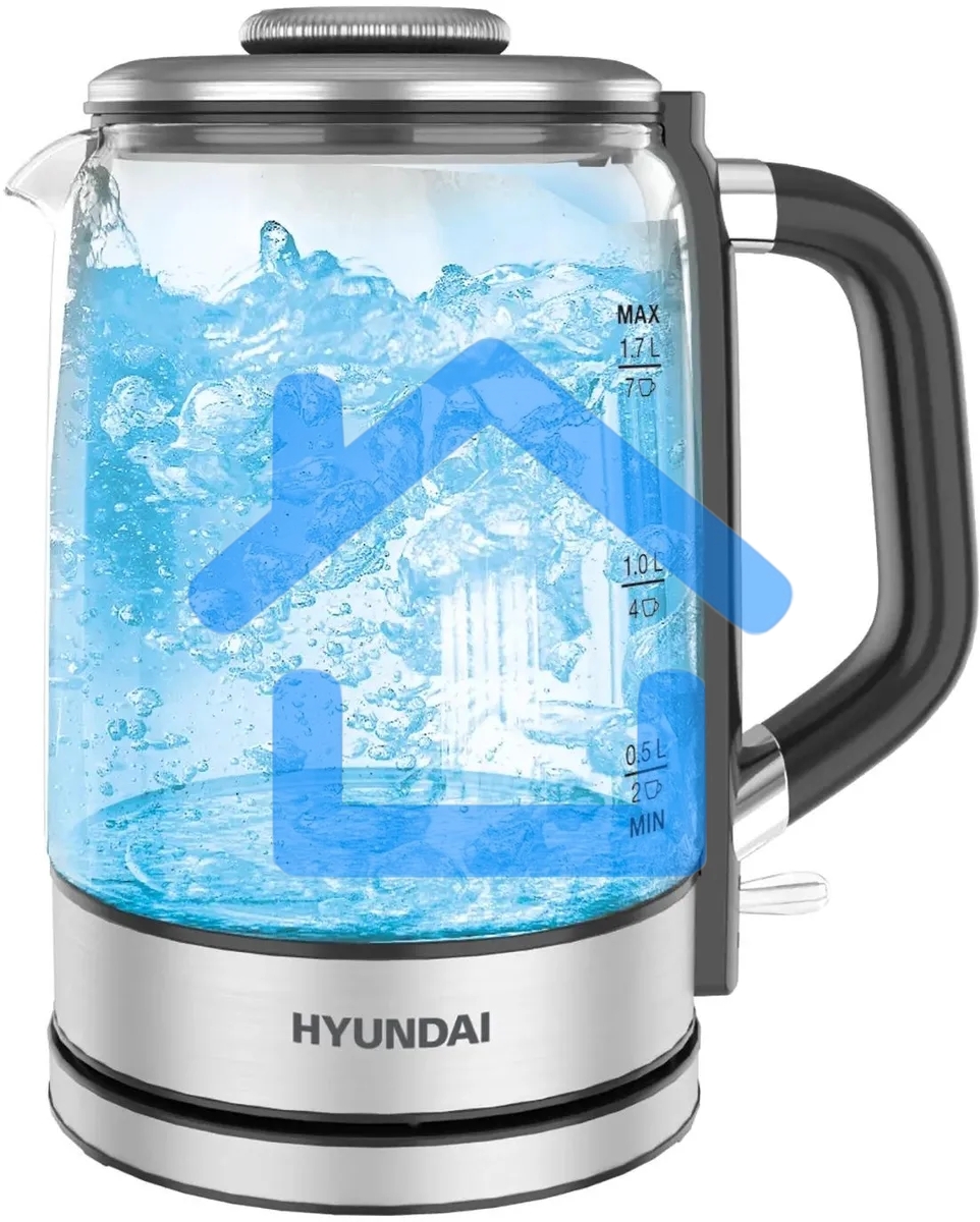 Чайник электрический Hyundai HYK-G5501 1.7 л, 2200 Вт, серебристый/черный
