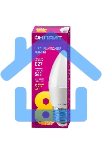 Лампа светодиодная ОНЛАЙТ 71634 OLL-C37-8-230-2.7K-E27-FR 8Вт свеча 2700К тепл. бел. E27 560лм 176-264В