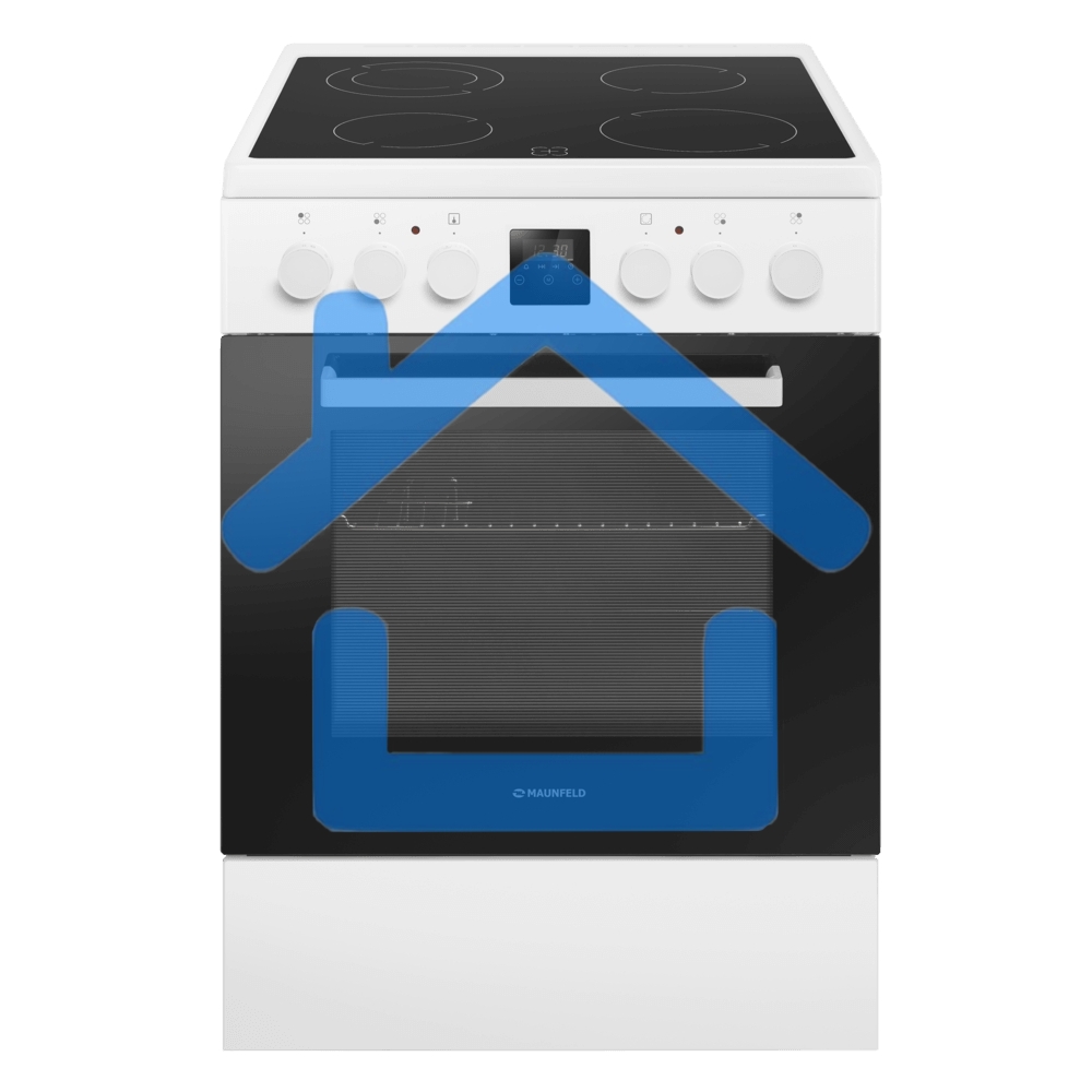 Плита электрическая Maunfeld MEC67CW08TD белый, конфорок 4 шт, духовка 59 л, 60 см x 85 см x 60 см