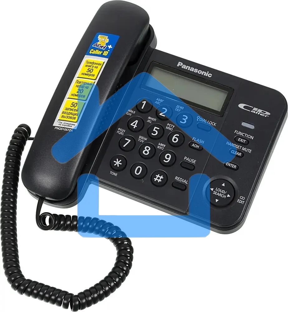 Телефон проводной Panasonic KX-TS2356RUB черный АОН,Caller ID,ЖКД,блокировка набора,выключение микрофона