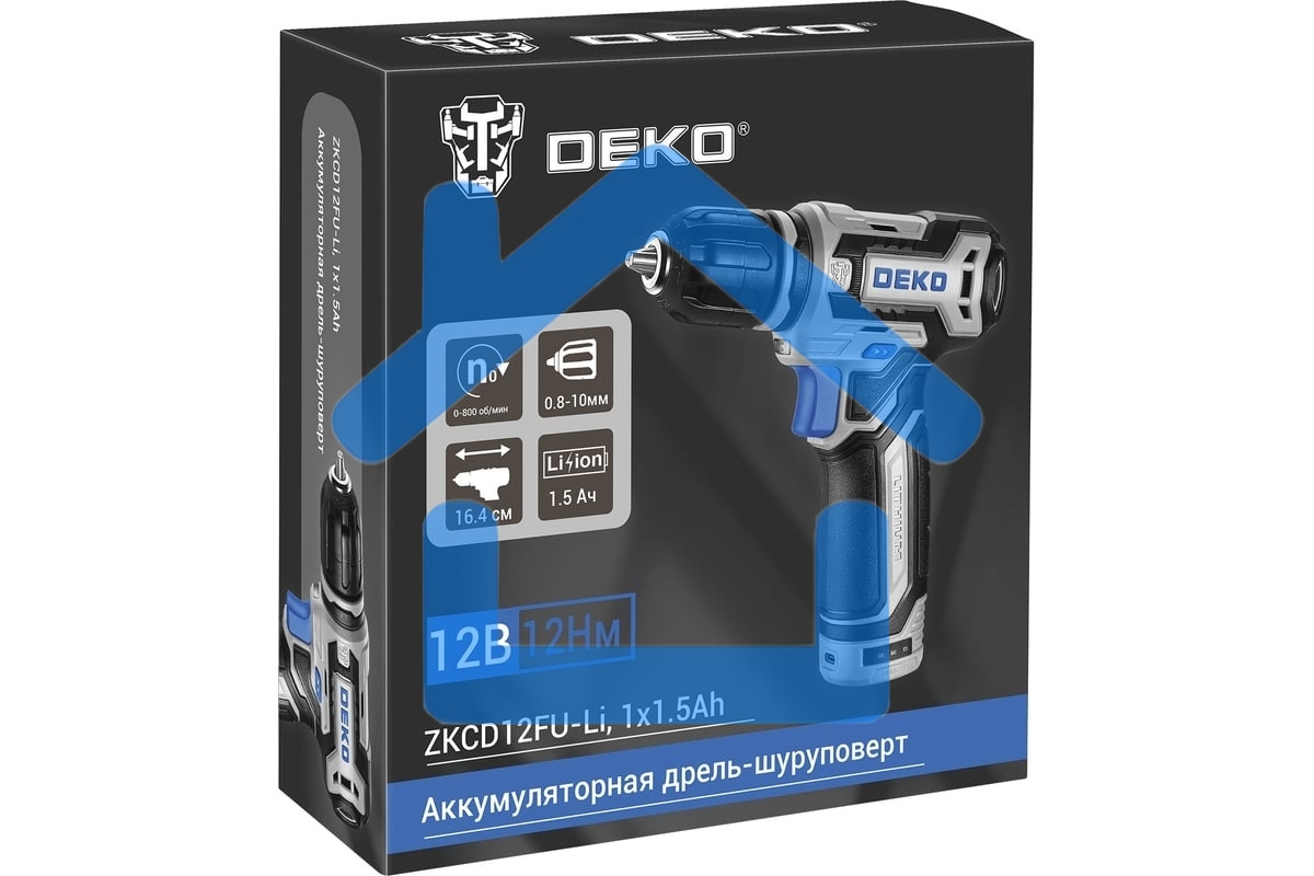 Дрель-шуруповерт Deko ZKCD12FU-Li 063-4141, Аккумуляторная, 12 В