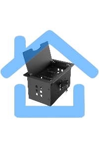 Прямоугольный металлический корпус Wize Pro WRTS-12BOX-B для модульной системы врезного лючка в стол с откидывающейся крышкой, до12 модулей-вставок, беспроводная зарядка 10Вт для моб.устройств на крышке, преустановленная рамка,черный