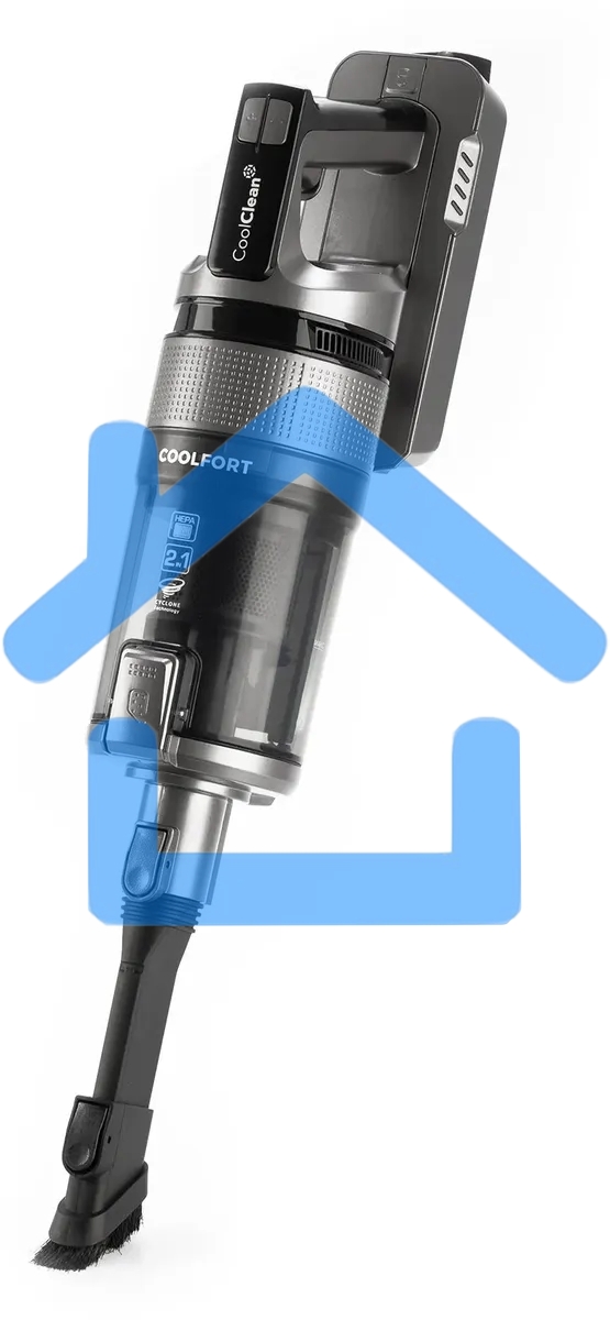 Пылесос вертикальный Coolfort CF-3000 серый, питание от аккумулятора, 135 Вт, уборка сухая, пылесборник 0.5 л, работа от АКБ max 35 мин.