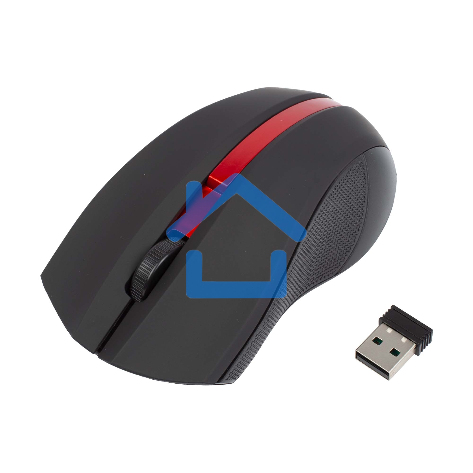 Мышь беспроводная HIPER HOMW-073 черный/красный, 1000 dpi, радиоканал, USB, кнопки - 3