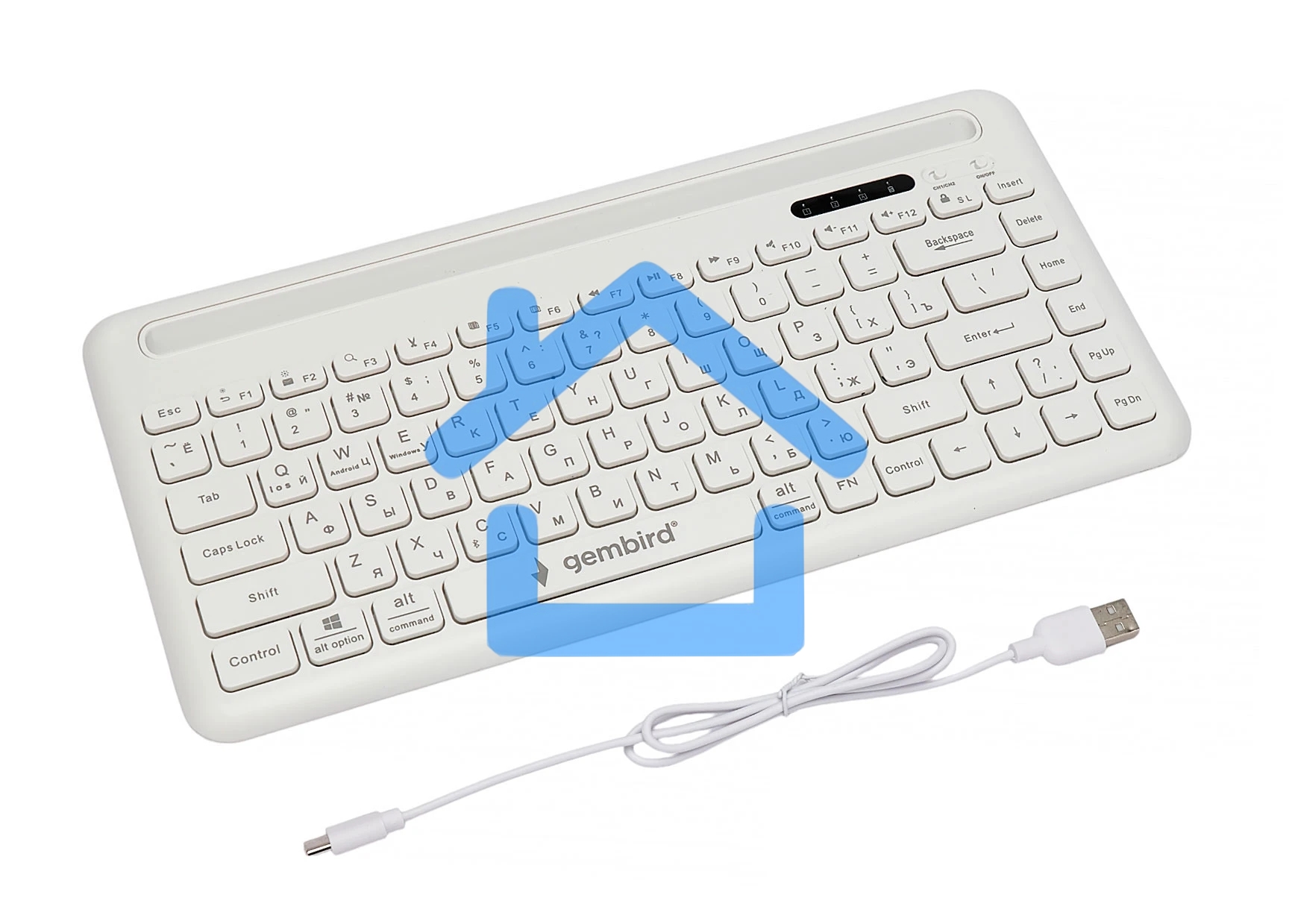 Клавиатура беспроводная Gembird KBW-8, 84кл, подставка для телефона, BT 5.1, белая