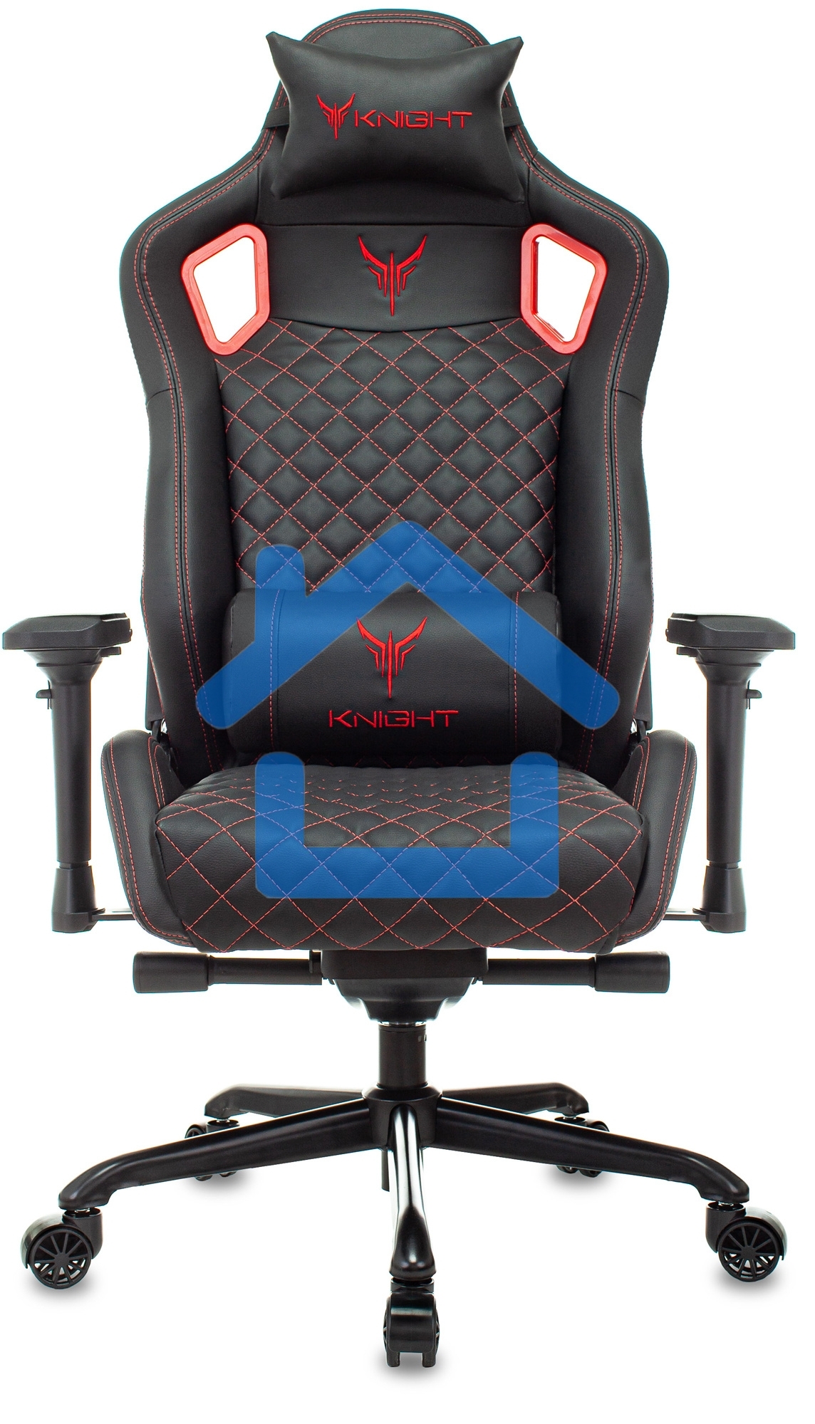Кресло игровое Knight TITAN черный/красный ромбик эко.кожа с подголов. крестовина металл