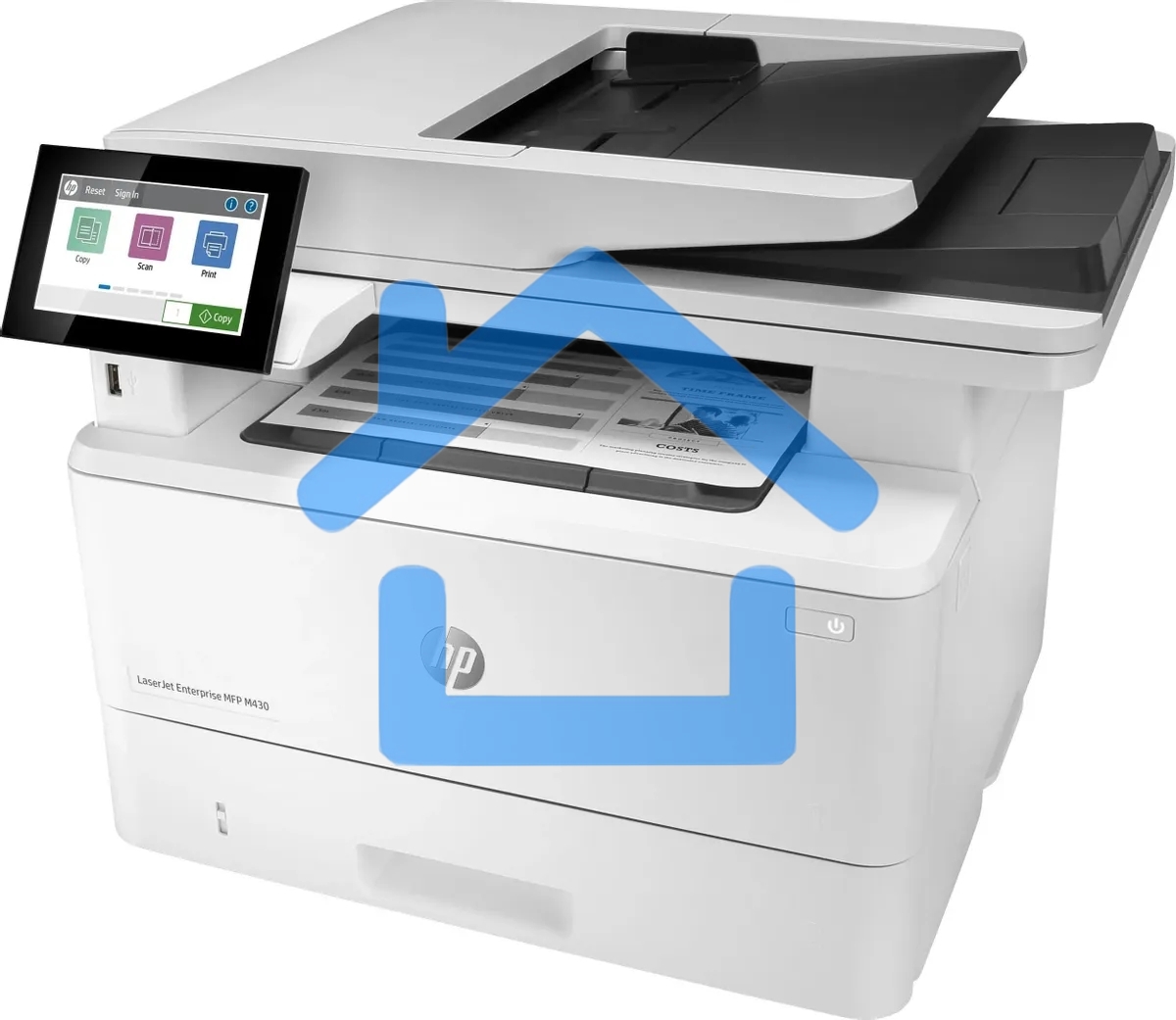 МФУ лазерное HP LaserJet Enterprise M430f (3PZ55A), A4, ч/б, печ. до 40 стр/мин., скан. до 29 стр/мин., 1200 x 1200 dpi (печать) 600x600dpi (скан), USB, RJ-45, Air Print, Mopria
