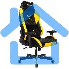 Кресло игровое Knight Neon черный/желтый соты эко.кожа с подголов. крестовина металл