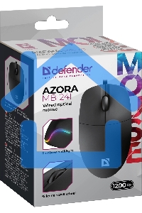 Мышь проводная Defender Azora MB-241 черный, 1200 dpi, USB, кнопки - 3