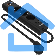 Сетевой фильтр Philips CHP4336BA/51, 2м, 3 розетки, черный Сетевой фильтр Philips CHP4336BA/51, 2м, 3 розетки, черный