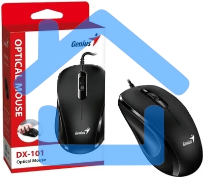 Мышь проводная Genius DX-101 черный, 1200 dpi, USB, кнопки - 3