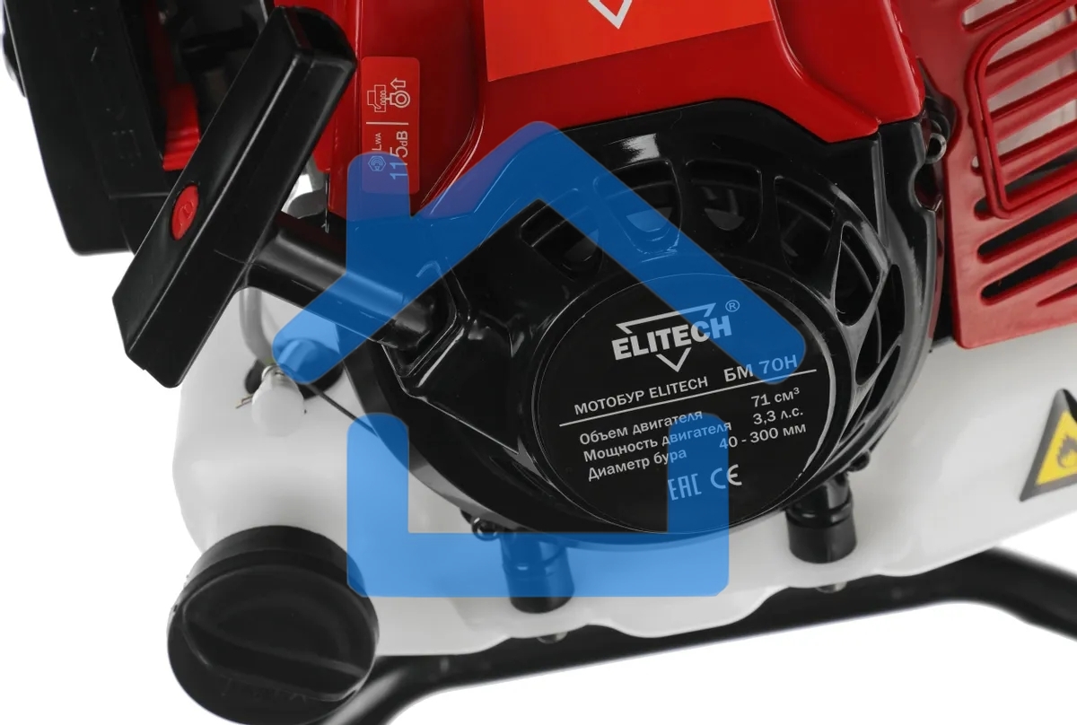 Мотобур Elitech БМ 70Н бытовой 2-х такт. 3.3л.с. 70см3 7500об/мин (177994)