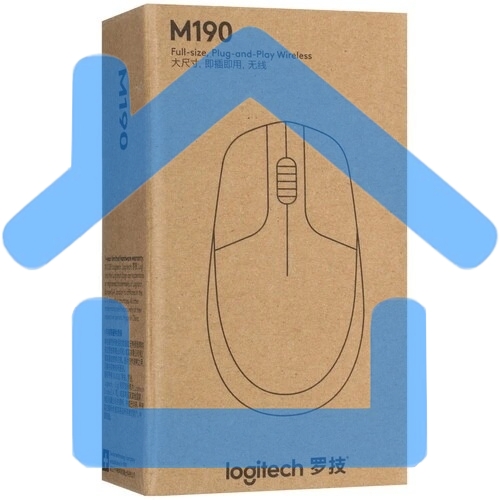 Мышь беспроводная Logitech M190 черный, 1000 dpi, радиоканал, USB, кнопки - 3