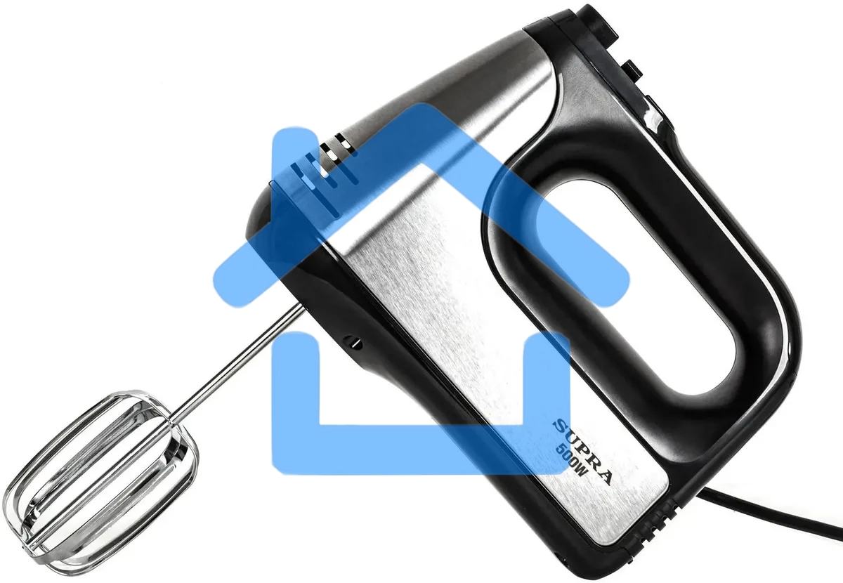 Миксер SUPRA MXS-591 500 Вт, 6 скоростей, режим Турбо, насадки для взбивания яиц и крема, насадки для замеса тяжелого теста, корпус металл/пластик, черный)