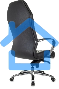 Кресло руководителя Бюрократ _Aura/Black черный, кожа, крестовина полированный алюминий