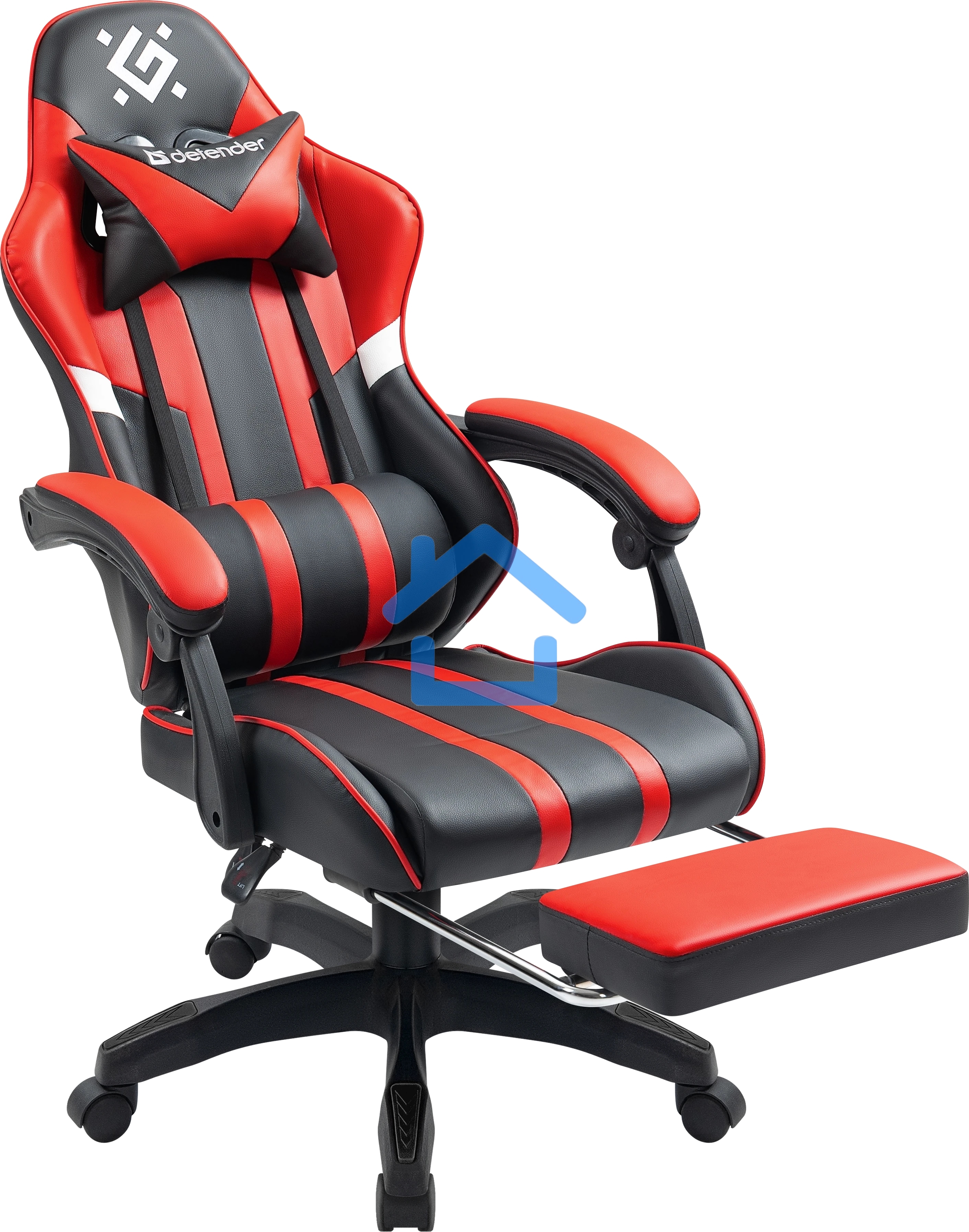 Кресло игровое Defender Colran черный/красный, класс 4, PU, подножка