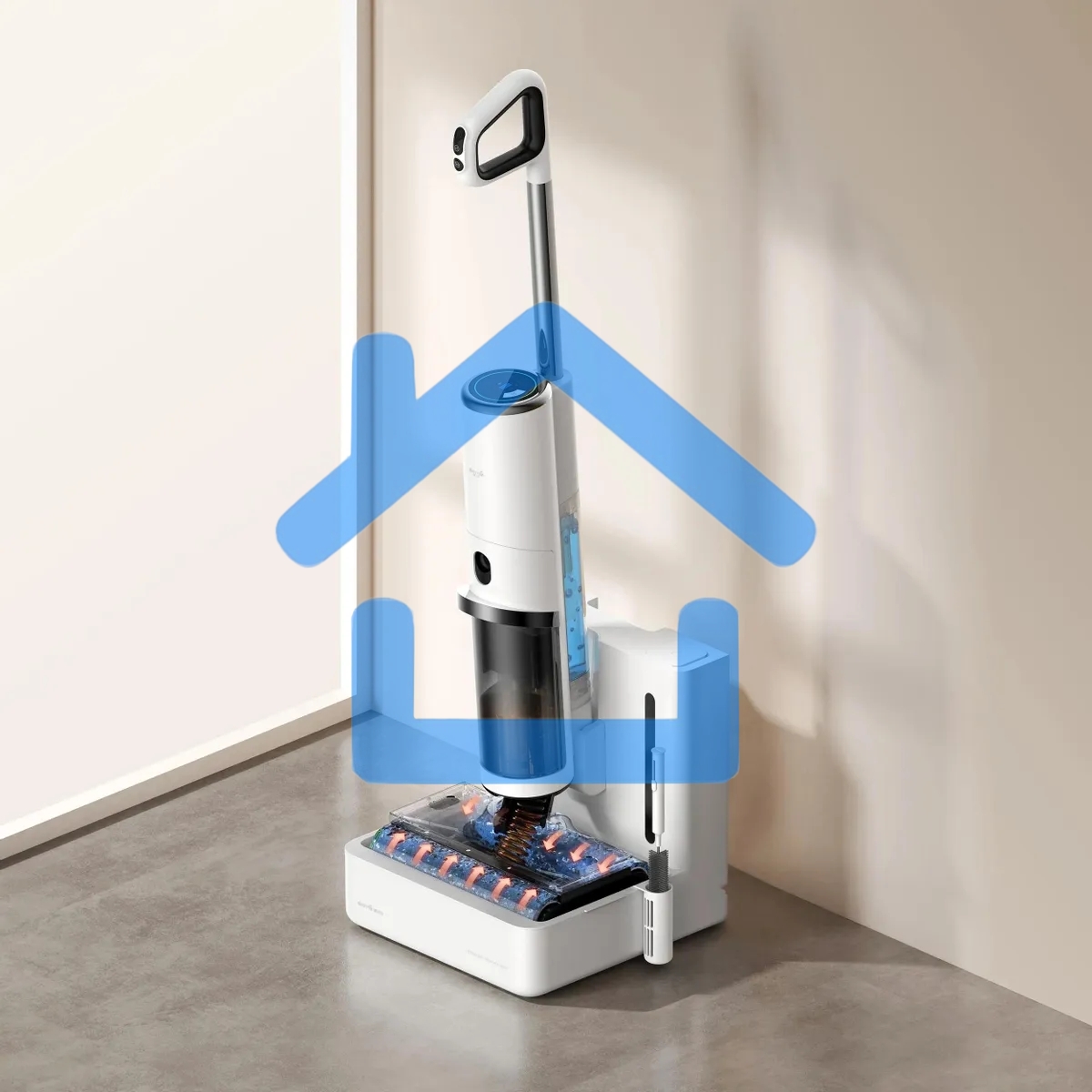 Пылесос моющий Deerma DEM-VX910W белый/черный, питание от аккумулятора, 230 Вт, уборка влажная/сухая, пылесборник 0.7 л, работа от АКБ max - 45 мин