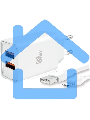 Зарядное устройство Aksberry T38 2 USB 2.4A + Lightning, белый