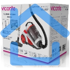 Пылесос Viconte VC-397 белый/красный, 600/3000 Вт, уборка сухая, пылесборник контейнер 2.2 л