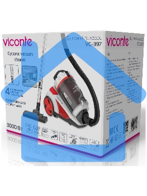 Пылесос Viconte VC-397 белый/красный, 600/3000 Вт, уборка сухая, пылесборник контейнер 2.2 л