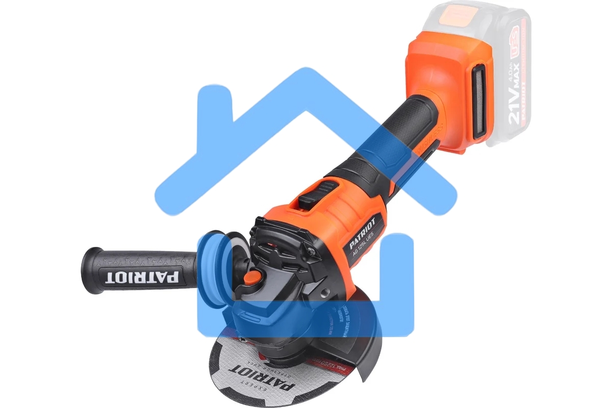 Машина углошлифовальная аккумуляторная PATRIOT AG 125L UES, диска 125мм, 7500 об/мин, виброзащитная дополнительная рукоятка,