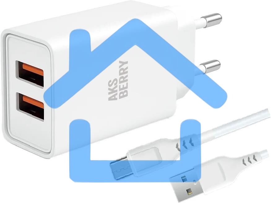 Зарядное устройство Aksberry (6900203230010) СЗУ T38 2 USB 2.4A + MicroUSB белый