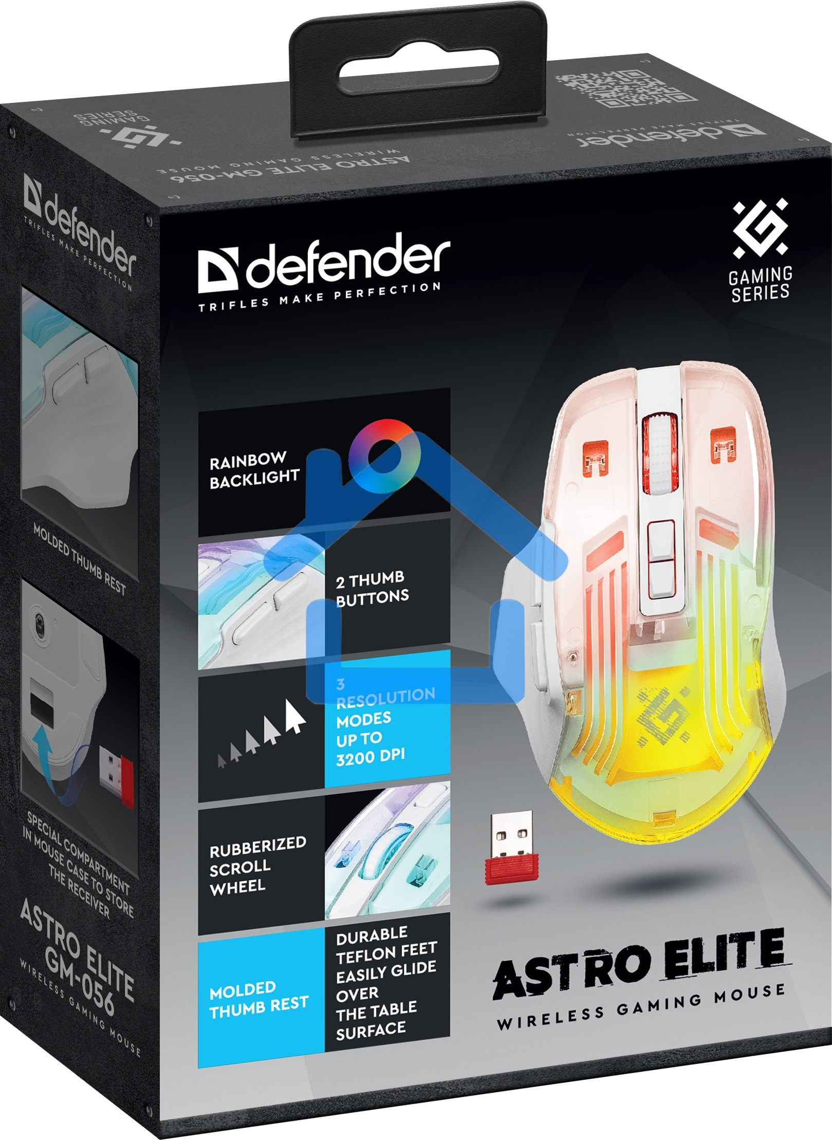 Мышь беспроводная Defender Astro Elite GM-056 белый, 3200 dpi, радиоканал, USB, кнопки - 7