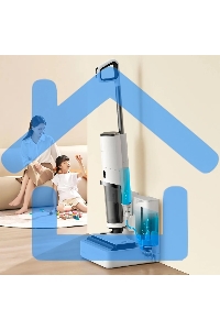 Пылесос моющий Deerma DEM-VX910W белый/черный, питание от аккумулятора, 230 Вт, уборка влажная/сухая, пылесборник 0.7 л, работа от АКБ max - 45 мин