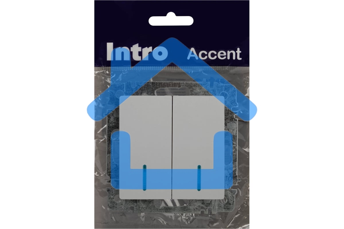 Выключатель Intro Accent 6-105-01 двойн. с подсветкой 10А-250В IP20 СУ AL/CU белый Б0063505