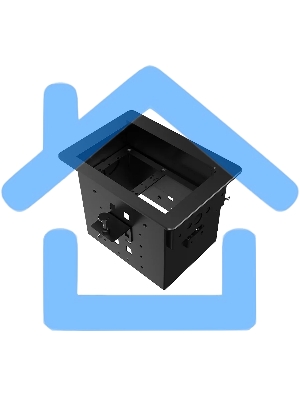 Прямоугольный металлический корпус Wize Pro WRTS-06BOX-B для модульной системы врезного лючка в стол с убирающейся крышкой для установки до 6 модулей-вставок, преустановленная рамка, черный