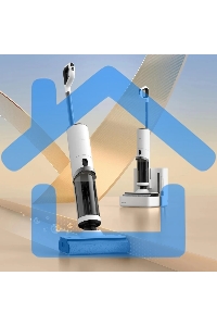 Пылесос моющий Deerma DEM-VX910W белый/черный, питание от аккумулятора, 230 Вт, уборка влажная/сухая, пылесборник 0.7 л, работа от АКБ max - 45 мин