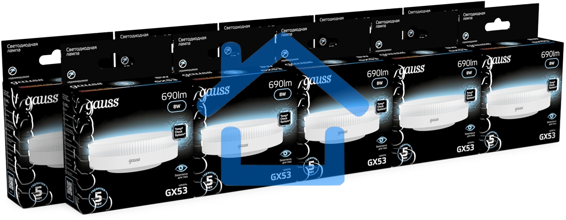 Лампа светодиодная Gauss 8Вт цок.:GX53 таблетка 220B св.свеч.бел.нейт. Tablet (упак.:10шт) (108008208)