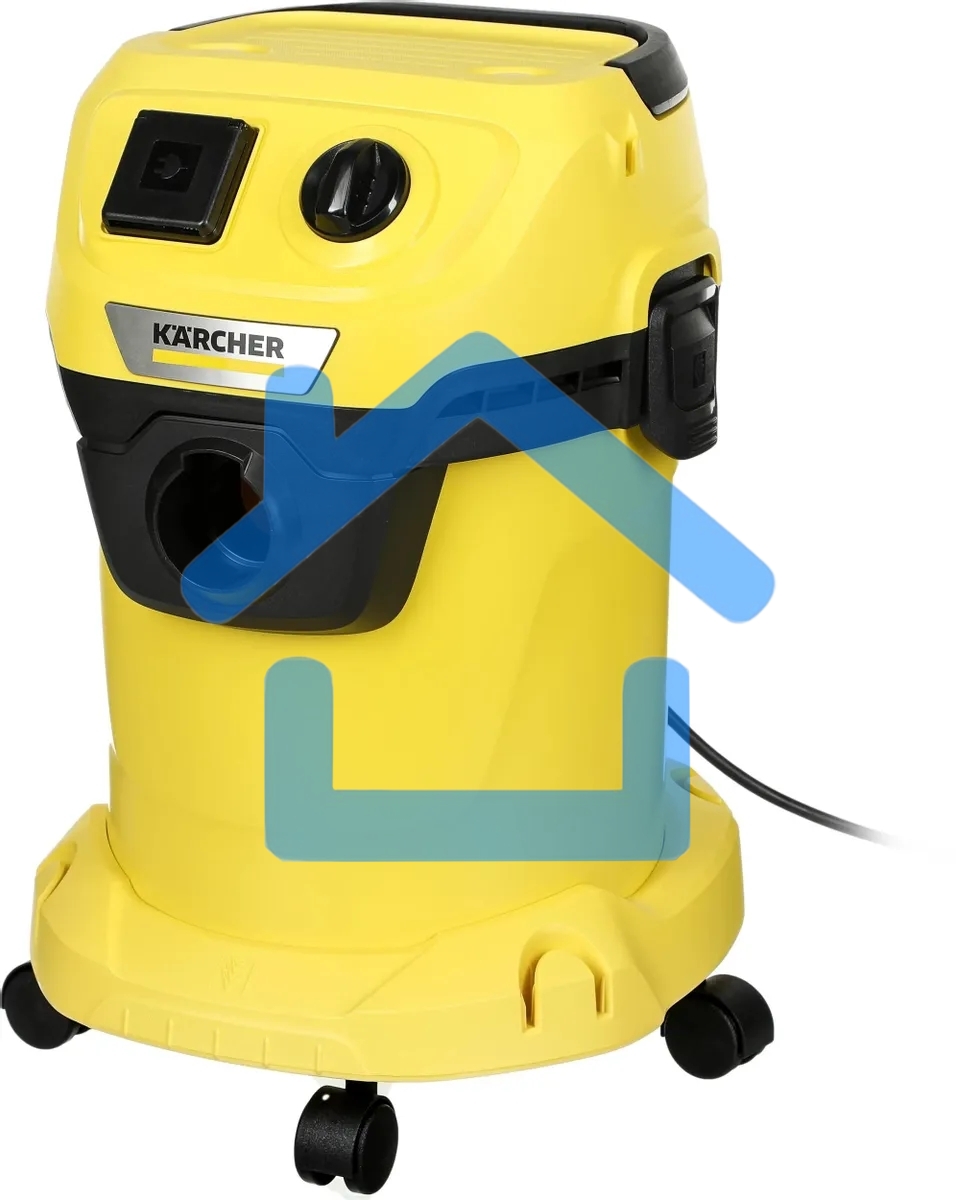 Строительный пылесос Karcher WD 3 P V-17/4/20 желтый, 1000 Вт, уборка сухая/сбор воды, пылесборник мешок/контейнер, 17 л
