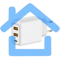 Сетевое зарядное устройство с двумя портами USB-A и одним портом USB-C, 10Вт Rexant