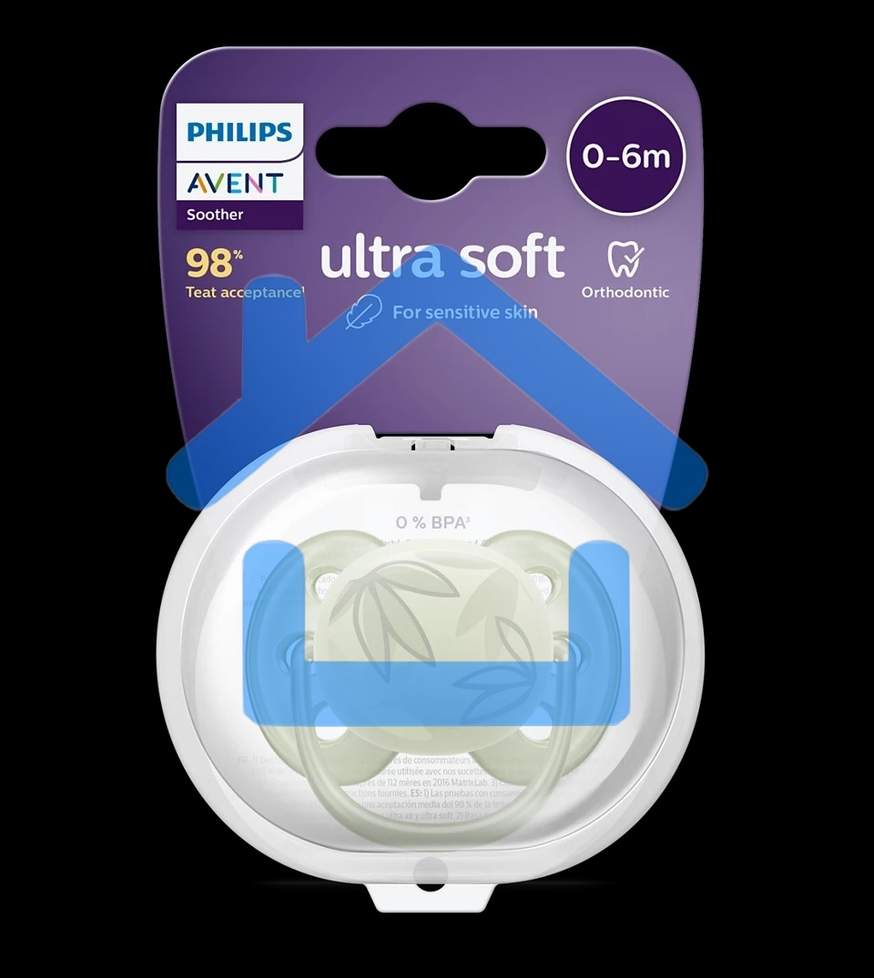 Пустышка Philips Avent ultra soft, листочки, 0-6 мес., 1 шт.