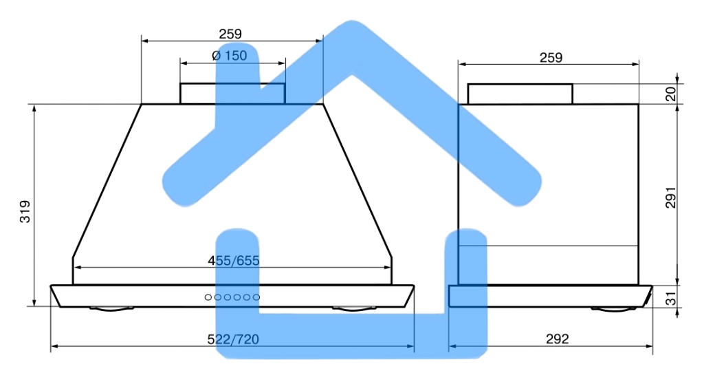 Вытяжка встраиваемая Elikor 72Н-1000-Э4Д серый, 72 см, 1000 куб. м/ч, 56 дБ