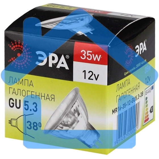 Лампа галогенная 35Вт 12В GU5.3 MR16 C0027355 ЭРА