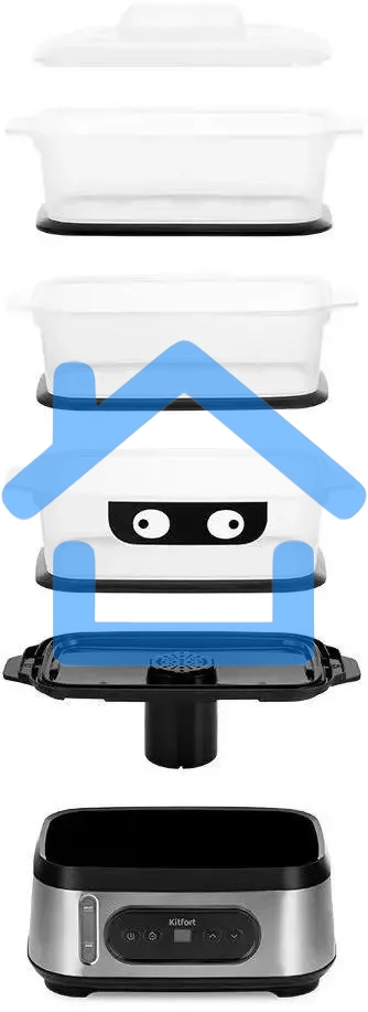 Пароварка Kitfort КТ-4082 3ярус. 800Вт серебристый