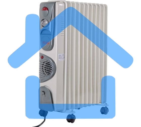 Обогреватель масляный Ресанта ОМ-12НВ (12 секций) белый, 2900 Вт, 25 м2, термостат 67/3/12