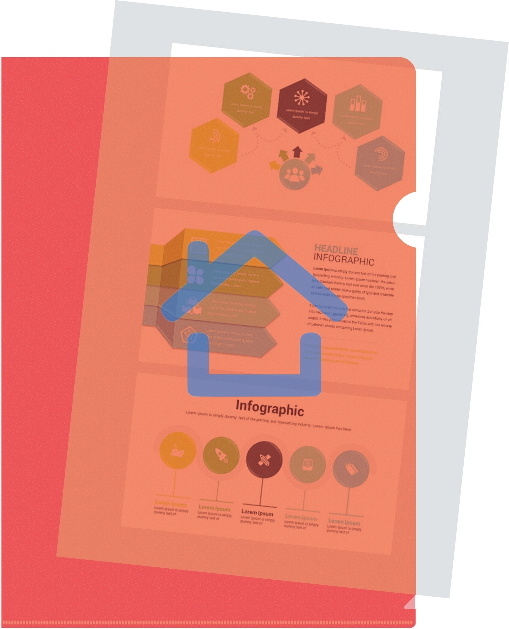 Папка-уголок Silwerhof Eco тисненый A4, пластик, 0.12мм, красный