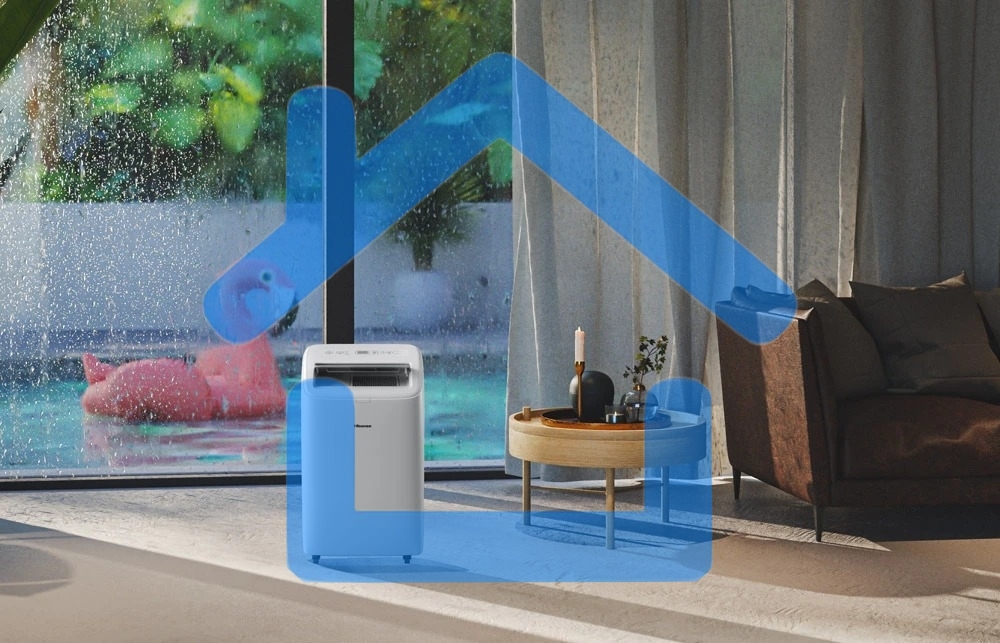 Кондиционер мобильный Hisense AP-09CW4GNCS00 9000 BTU, 18 м², 52 дБ, охлаждение, осушение, белый