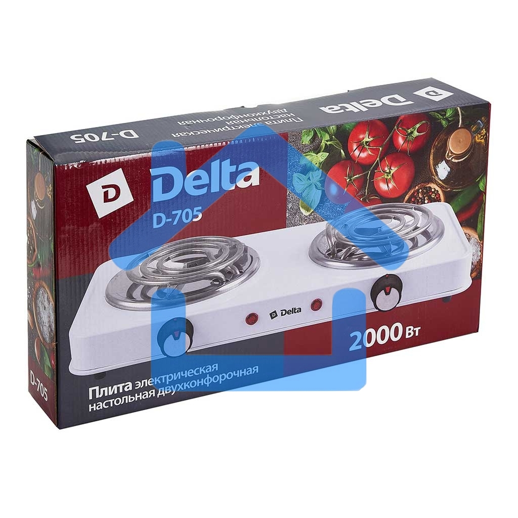 Плитка электрическая Delta D-705 двухконфорочная спираль белая (5)