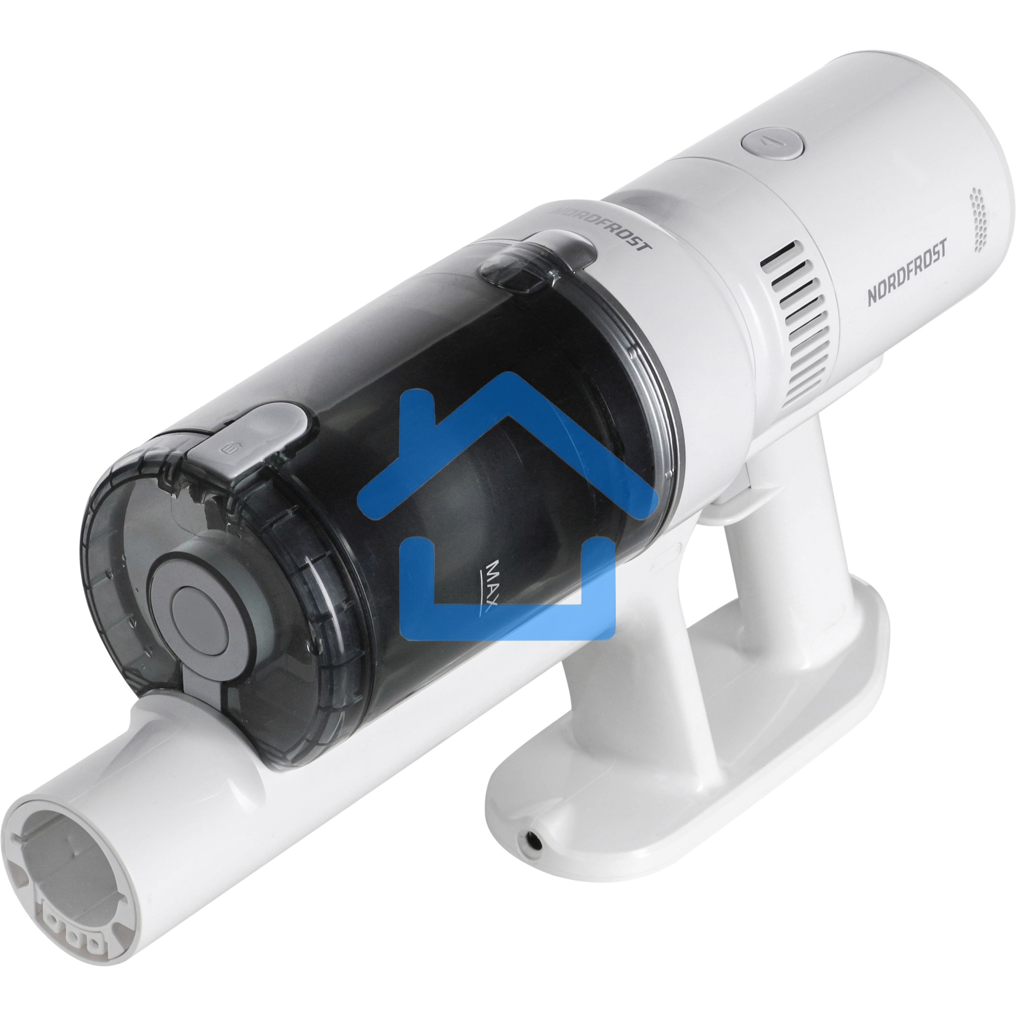 Пылесос вертикальный Nordfrost V 400 белый, питание от сети, 220 Вт, уборка сухая, пылесборник 0.5 л, работа от АКБ max 60 мин