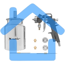 Краскопульт пневматический Matrix с нижним бачком v=10k + сопладиаметром 1.2 1.5 и 1.8мм