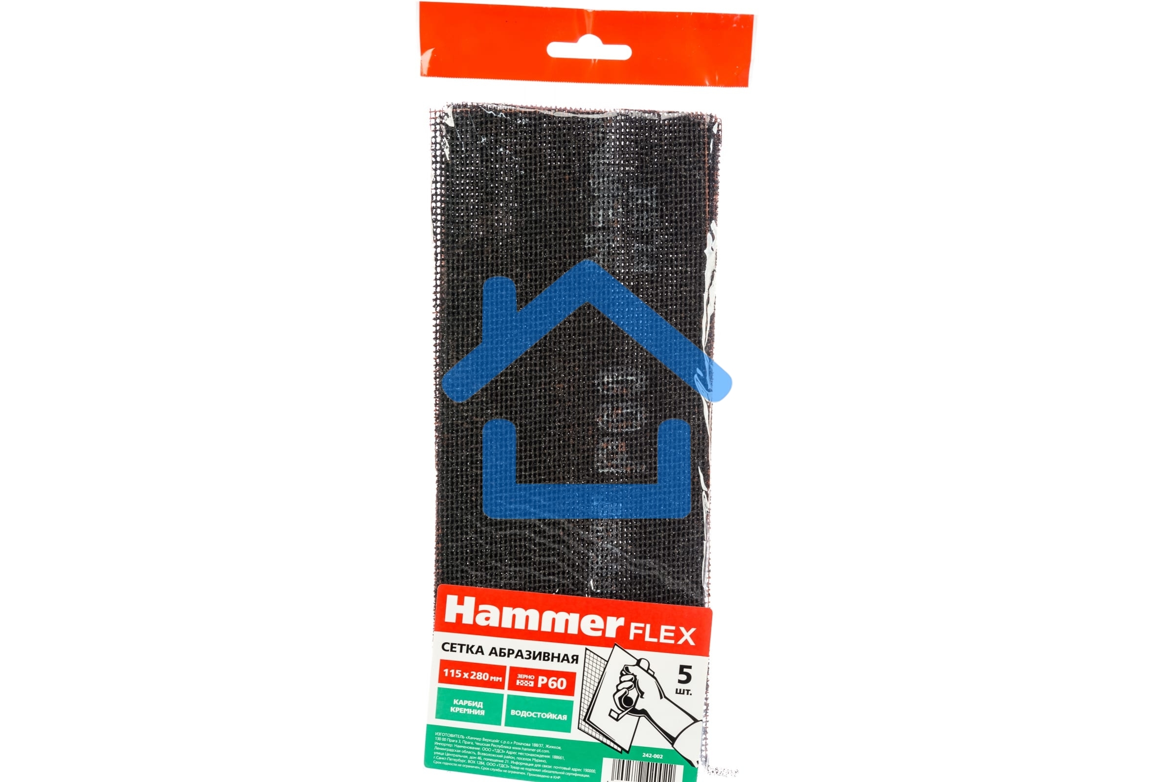 Сетка абразивная Hammer Flex 242-002 115х280мм, P60, водостойкая (5шт.)